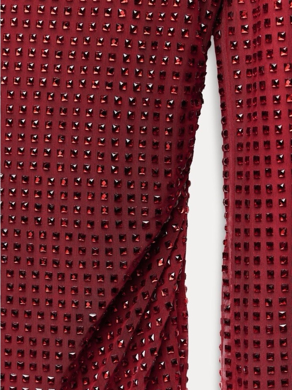 New Zara size Medium Red Rhinestone Long-Sleeve Open-Back Tulle Mini Dress - Picture 4 of 8